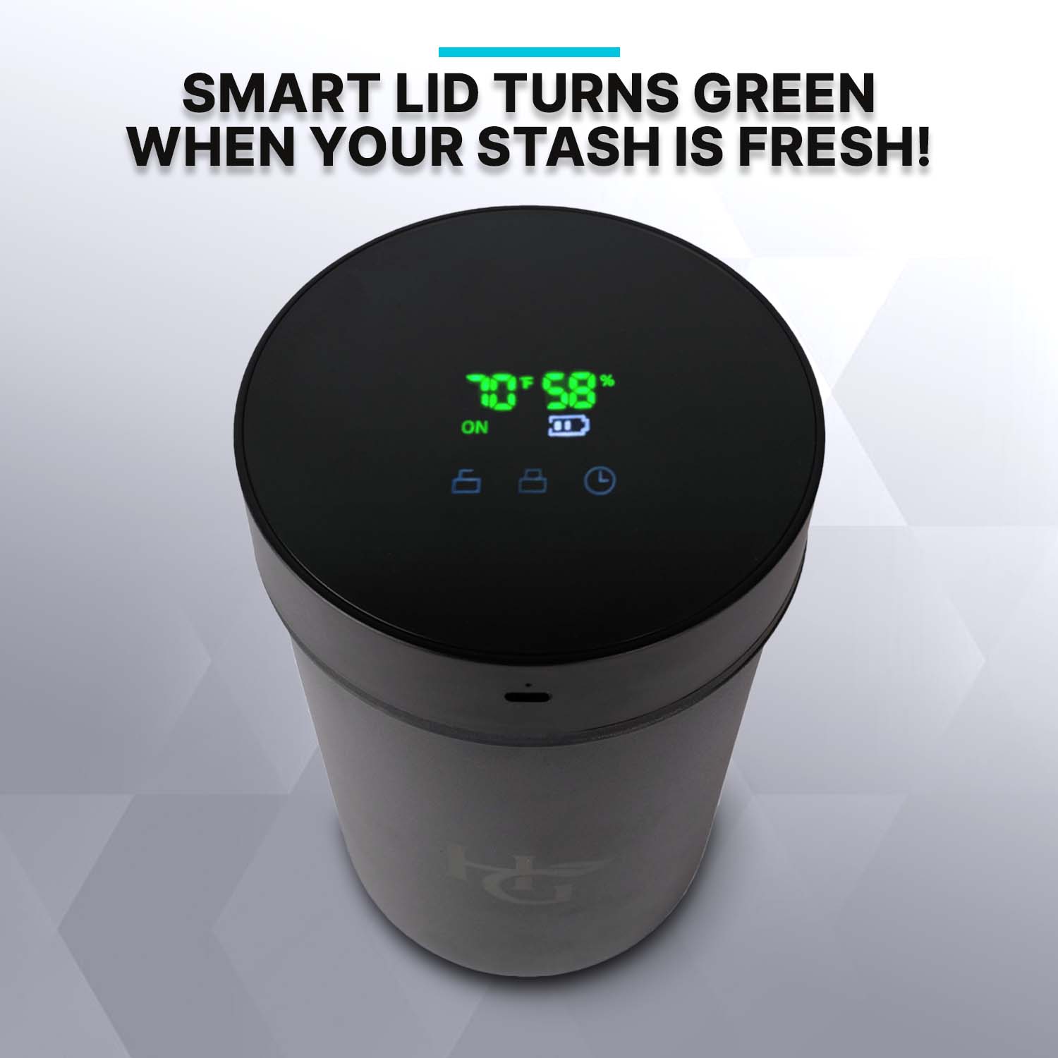 AutoCure Smart Jar with LED Lid - Built in Hygrometer (2 Liter / 4 Oun ...