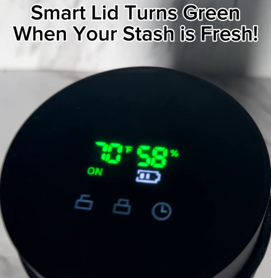 AutoCure Smart Jar with LED Lid - Built in Hygrometer Turns Green When ...