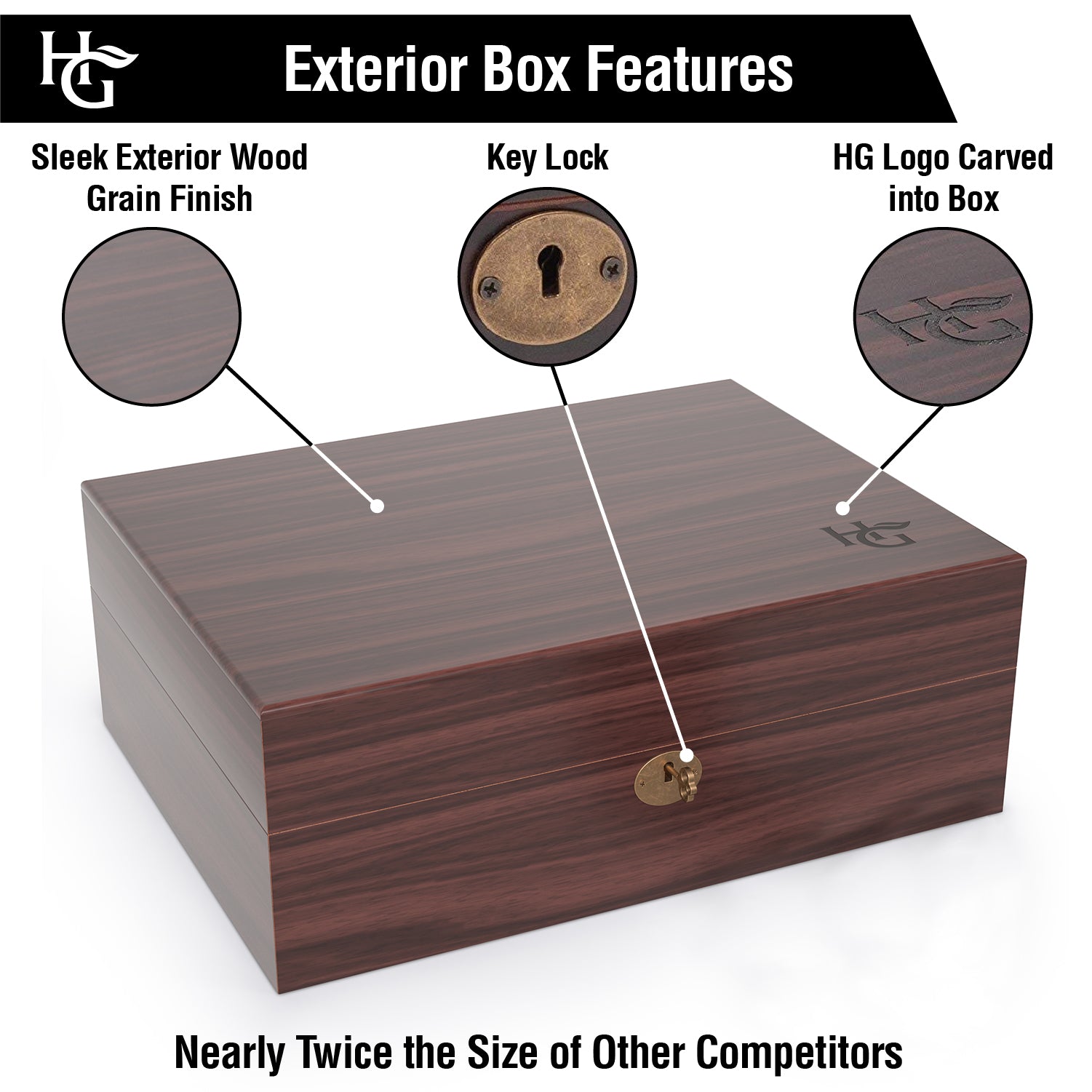 Locking Wood Box Humidor by Herb Guard