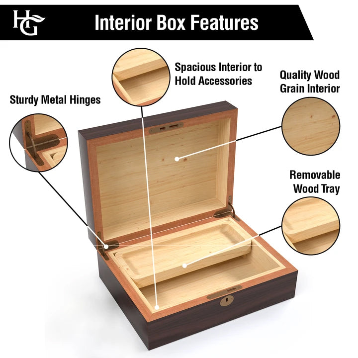 Locking Wood Box Humidor by Herb Guard