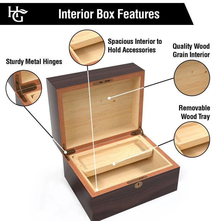 Extra Large, Locking Wood Box and Humidor by Herb Guard